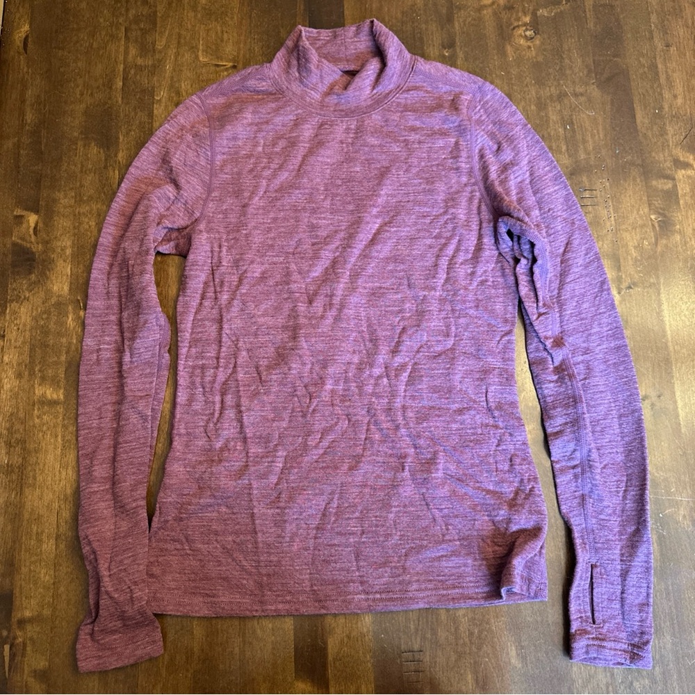 Wicked Wool Womens Mock Neck Turtleneck Baselayer Top‎ Outdoor Size Small Purple